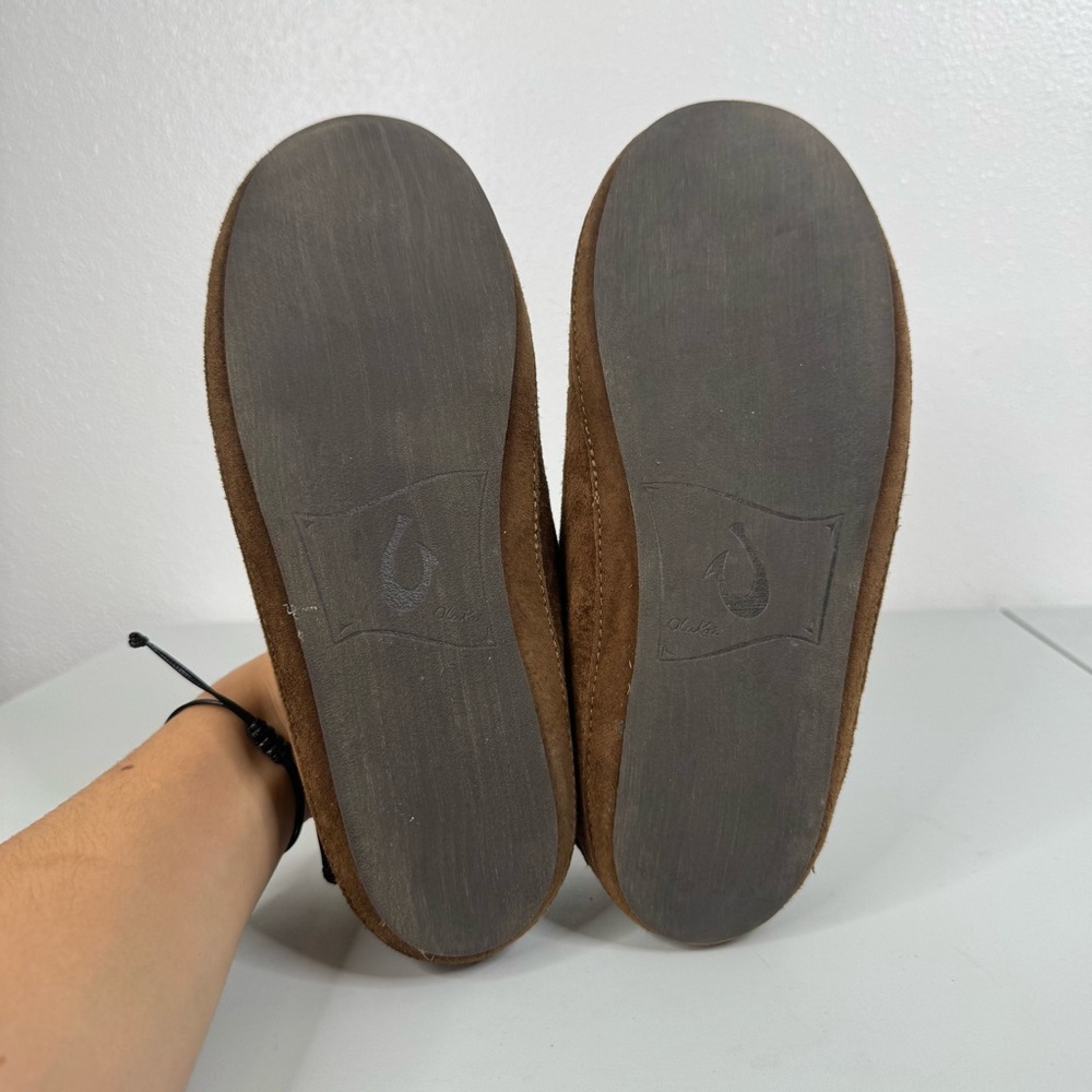 Olukai Women’s Brown Leather Nohea Slippers Size 10 - Picture 6 of 8